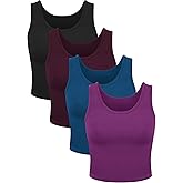 4 Pieces Women Basic Crop Tank Top Short Sleeveless Sports Crop Top