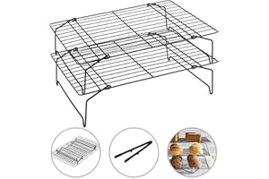 2-Tier Cooling Racks for Cooking and Baking - 13" x 9.6" Stackable Heavy Duty Stainless Steel Wire Rack for Baking, Grilling,