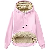 Gesean Women's Sherpa Lined Cotton Pullover Sweatshirts Fleece Hoodies Kangaroo Hooded Pocket for Women