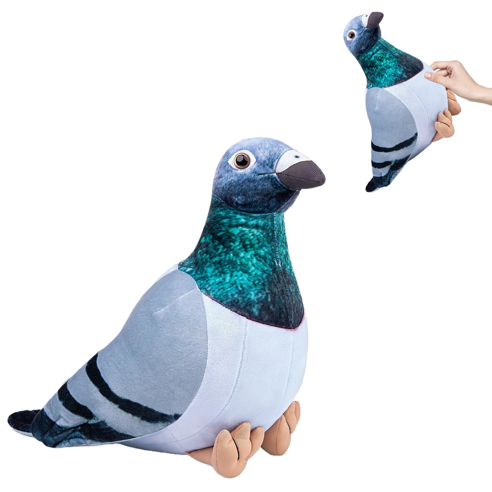 RLOMUTE 7.8" Gray Rock Dove (Pigeon) Chirping Bird Plush Toy Cute Soft Stuffed Animal, Funny Chirping Sounds, Stress Relief & Hilarious Gag Gift for Friends Coworkers (Gray)