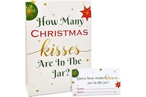 Gift Boutique Christmas Party How Many Kisses Standing Sign 40 Guessing Cards Set Holiday Wedding Bridal Baby Shower Raffle Party Activity Decor