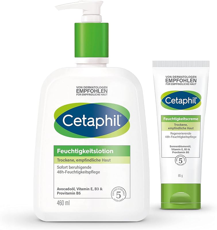 Lotion hydratante, 460 ml et crème hydratante, 85 g, pour les peaux sèches et sensibles au corps et au visage, hydrate intensément pendant 48 heures, testé cliniquement pour les peaux