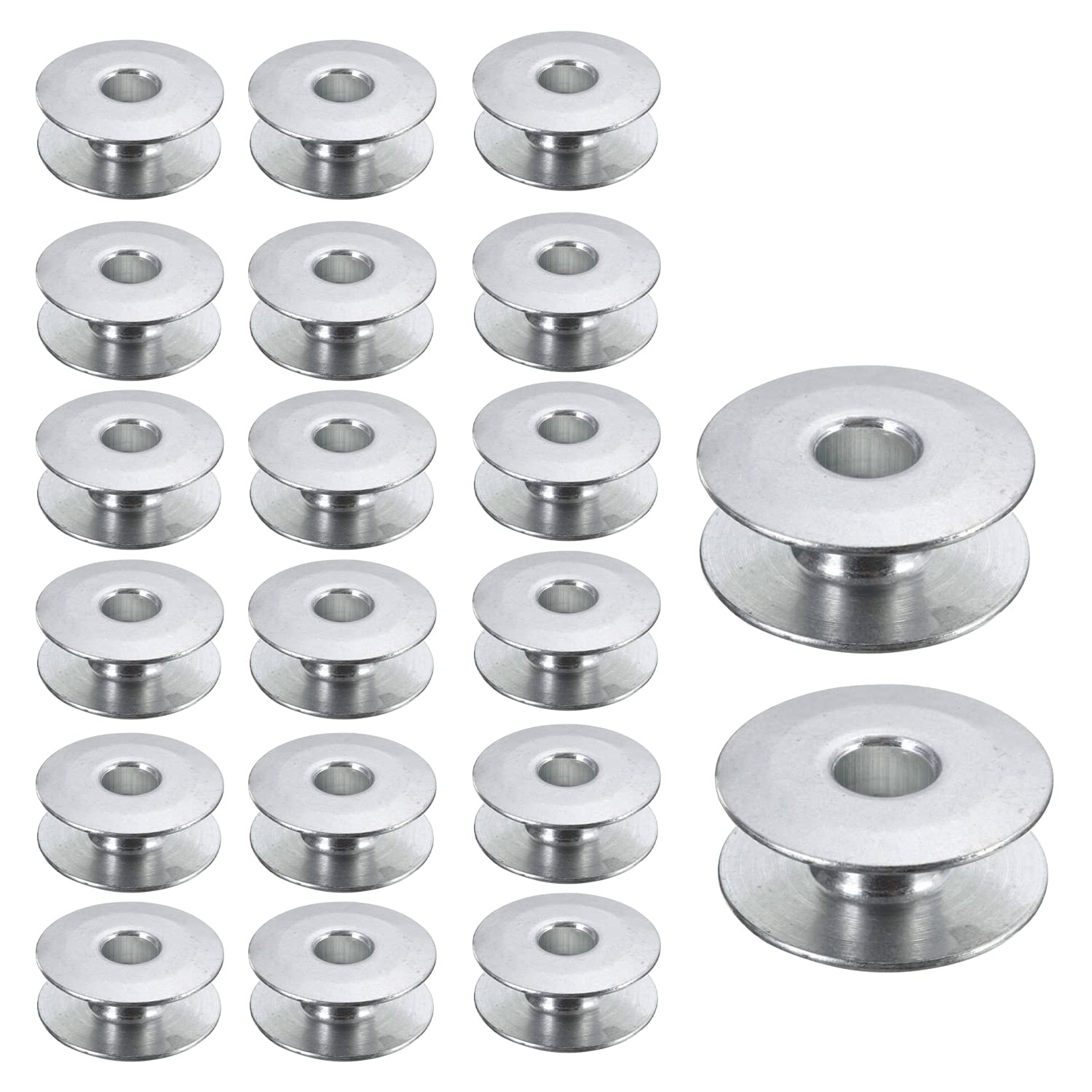 Trimming Shop Sewing Machine Bobbin Spool Universal Fits Most Brands, Brother, Singer, Janome, Newhome, Juki, Consew, Mainly Made for Household, Industrial Sewing Machine, Silver, 20pcs