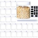24Pack 8oz Plastic Jar Storage Container with White Lids Airtight Clear Wide-mouth Slime Storage Jars for Cosmetic Cream Light Clay