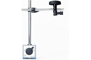 PEC Tools Magnetic Base 176lb/80kg Holding Force with Steel Arms, Heavy-Duty Magnetic Holder for Dial Indicators, Fits 6mm, 3/8" and Dovetail, Precision Measuring Tool Stand