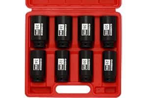 CASOMAN 1/2-Inch Drive Deep Spindle Axle Nut Impact Socket Set,12 Point, Metric, CR-MO, 29,30 32 34 35,36,38,39mm, 8 Piece 1/
