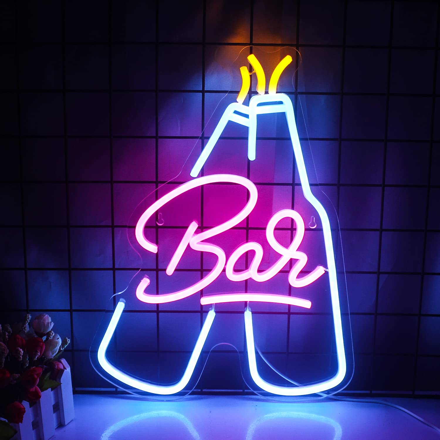 Bar Neon Signs, Multicolor Bar Neon Sign for Wall Decor, Bright LED Sign Light with USB Powered for Home Bars, Club, Bistro, Party