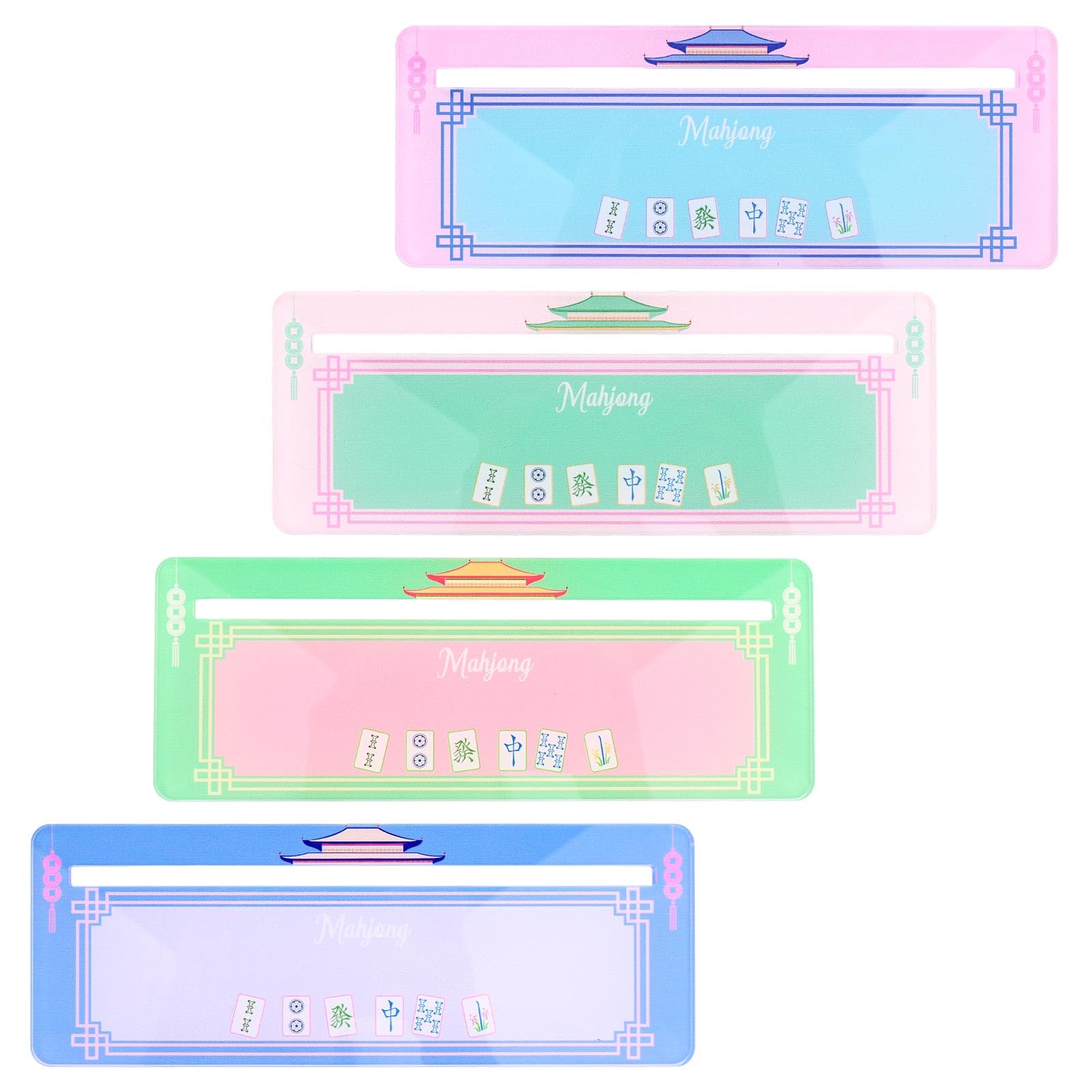 Goktvai 4pcs Mahjong Card Guide & Line Finder, Colorful Acrylic Mahjong Card Line Reader Cute Practical Marker Tool Accessories Gifts for Beginners Travel Parties Game Nights (Style 1)