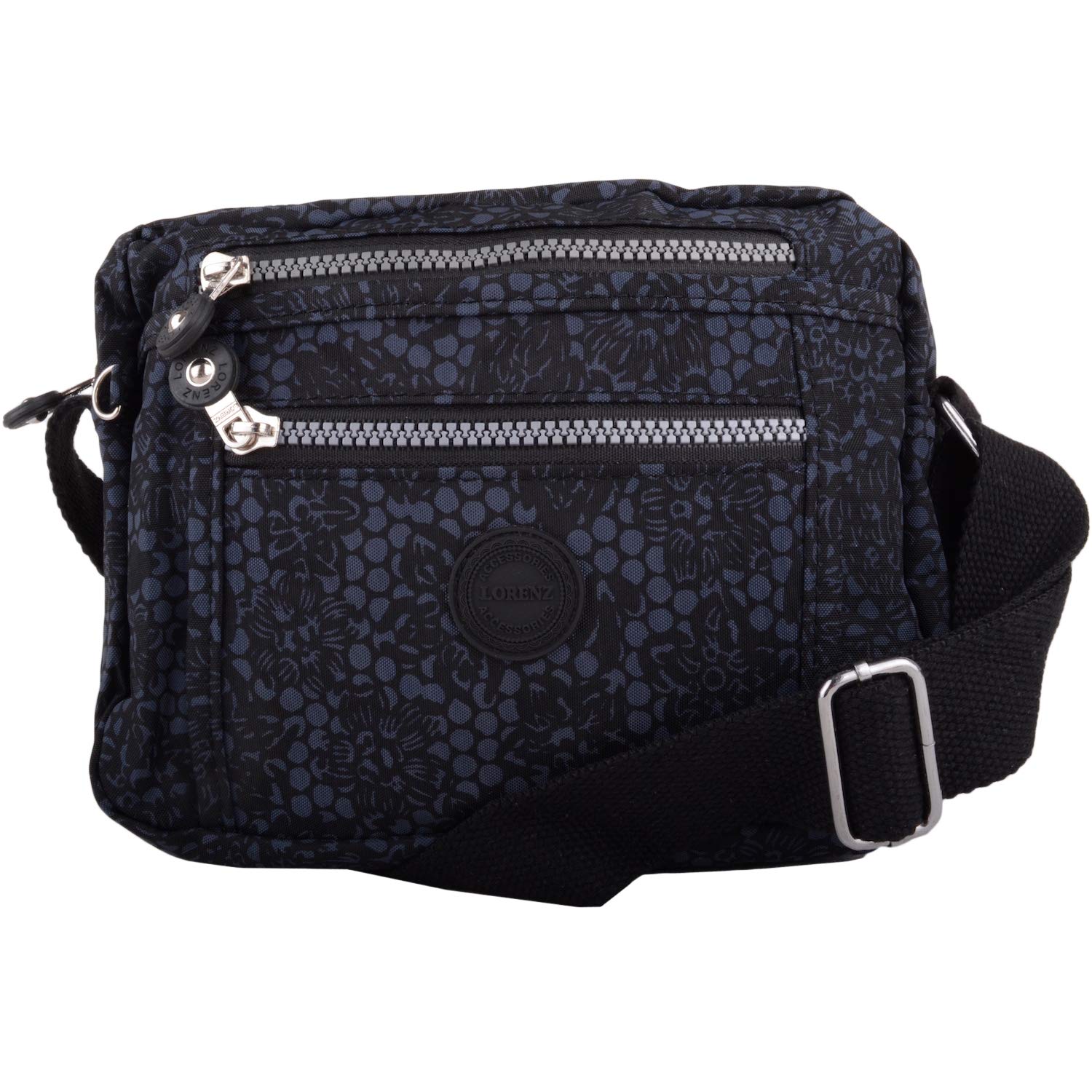 Valita Womens Handy Practical Lightweight Patterned Cross Body/Shoulder Bag - Black Floral