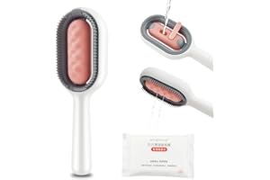 LELEAN Cat Brush for Shedding With Water 2-in-1 Pet Hair Removal Comb With Water Tank Wet Cat Brush for Self Cleaning and Grooming Pet Hair Deshedding Tool Sticky Brush 2.0 for Indoor Cats（Towels Included）