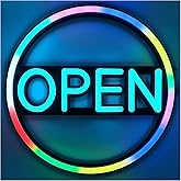 Open Signs for Business,LED Neon Open Sign,16 inch Dynamic Multicolored Lighted Sign for Restaurants Offices Retail Shops Window Storefronts,12V/3A Power Supply,with ON/OFF Switch (Multicolor)