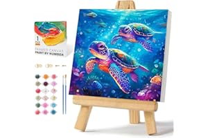 WEMEON Sea Turtle Paint by Numbers Kit for Kids with Framed- Easy Paint by Numbers Kit for Kids Age 4-12, Simple Painting Paint by Numbers for Gift Home Wall Decor(10x10Inch)