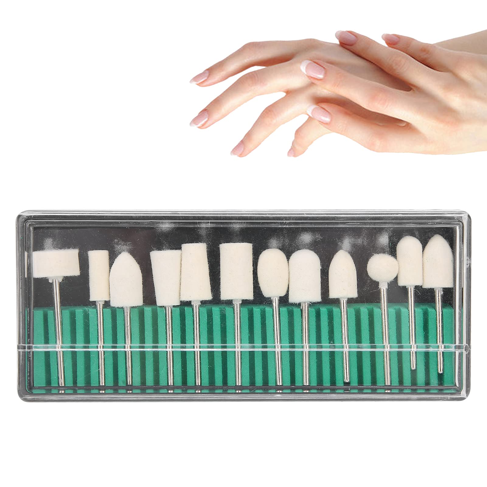 12PCS Nail Drill Bits Set, Wool Felt Nail Grinding Polishing Head Portable Nail Drill Bits Set Accessory, Professional Safety Nail Drill Bits, Wool Polishing Heads for Nail Remover and Nail Polisher