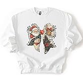 Lizy Tee Christmas Bow Sweatshirt Unisex | Vintage Santa Reindeer Graphic Pullover | Festive Holiday Crewneck Multi