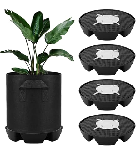 Lot De 4 Soucoupes Auto-arrosantes Pour Pots – Réservoir 2,8 L, Mèche 5 M, Pour Pots En Tissu 1-5 Gallons, Extérieur/intérieur