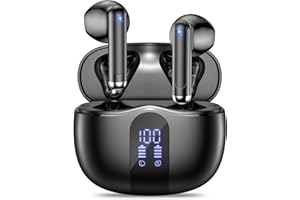 Wireless Earbuds, Bluetooth 5.4 Headphones HiFi Stereo with 4 HD Mic, 50H Playtime Bluetooth Earbuds with LED Display, IPX7 W