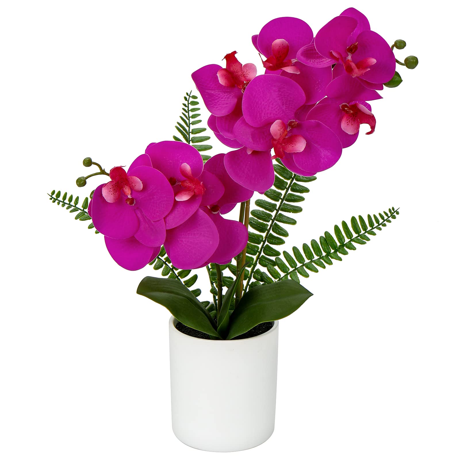Briful Purple Orchid Artificial Flowers in Ceramic Pot - Fake Orchid Silk Phalaenopsis Purple Flower Arrangement - Artificial Orchid Plant Indoor for Home Office Kitchen Bedroom Wedding Decor