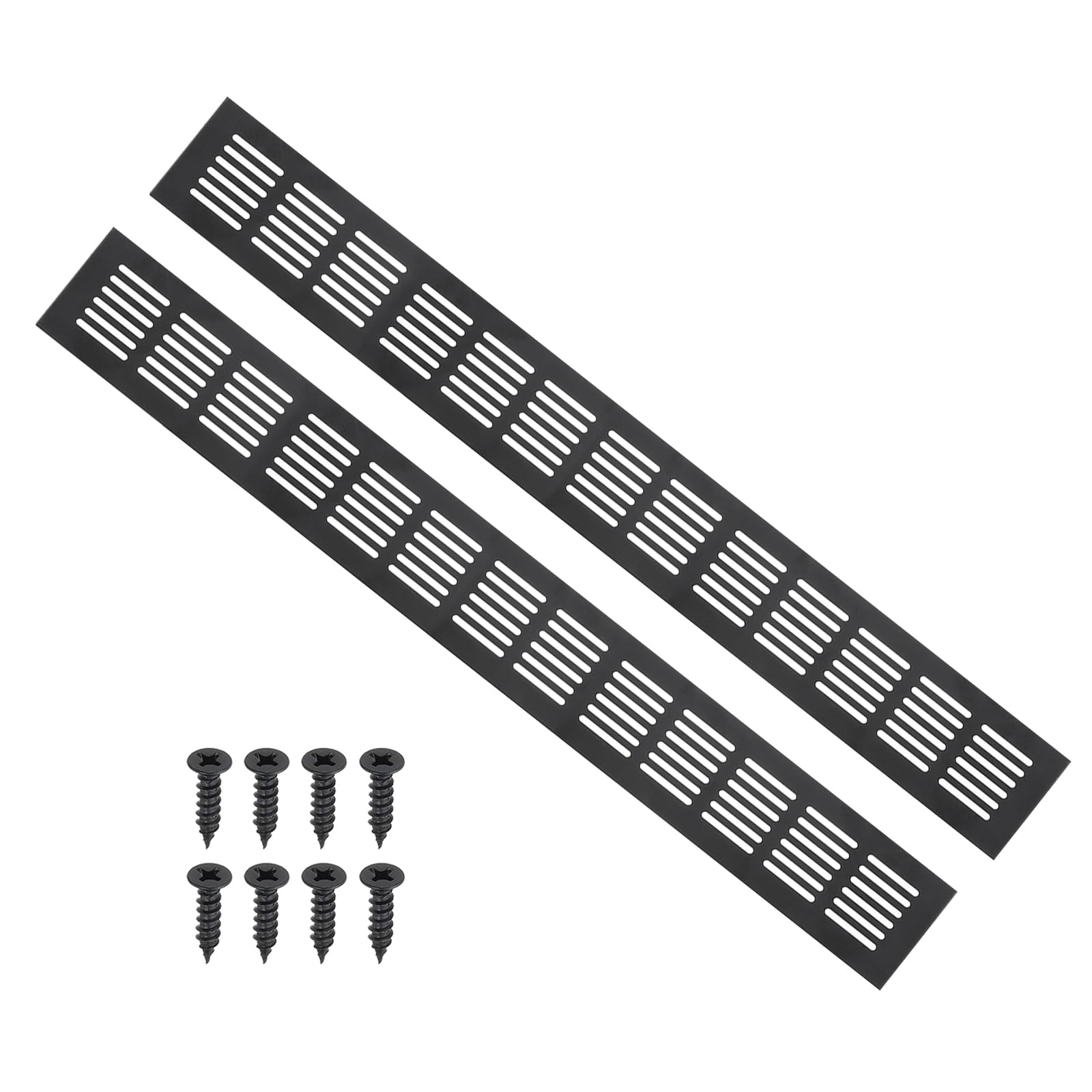 PATIKIL 20 x 2.4 Inch Door Air Vent Cover, 2pcs Aluminum Grille Ventilation Cover Louvered with Mounting Screws for Cabinet Wardrobe Door, Black