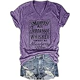 Smooth as Tennessee Whiskey Sweet as Strawberry Wine T Shirt Women V-Neck Country Music Tee Tops Drinking Blouse
