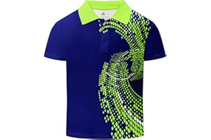 DEKOMERE Boys Printed Polo Shirt Short Sleeve Stylish Moisture Wicking UPF 30+ Performance Golf Shirts 7-16 Years