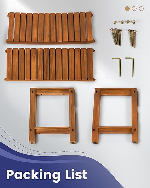 UPOLANA TEAK SHOWER BENCH, 32″ SOLID WOOD SHOWER STOOL FOR INSIDE SHOWER TO SIT ON, WOODEN BATHROOM SHOWER SEAT WATERPROOF
