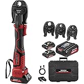 ROGVOC ProPress Tool for Copper Pipe, 18V Brushless Electric Crimping Tool Kit for 1/2, 3/4, 1 Inch Pro Press Fittings with 3