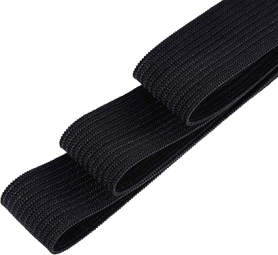 Trimming Shop 32mm Wide Elastic Band 1 Metre Black Polyester Rubber