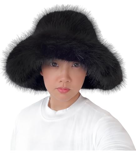 Lina & Lily Oversized Winter Faux Fur Bucket Hat for Women  display picture 1