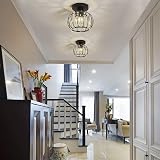 Hudi Fyier Chandelier Crystals Semi Flush Mount Ceiling Light Black 19cm view 3
