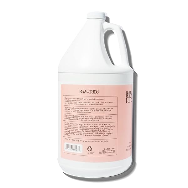 RAW PLUS RARE NATURAL GLYCERIN FOR SKIN AND FACE, BULK GALLON (128 FL OZ), USP FOOD GRADE/COSMETIC GRADE, FOR HAIR, SKIN, CRAFTS, SOAP BASE OIL – KOSHER, HALAL AND PHARMACEUTICAL GRADE
