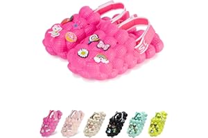 Yueerlu Bubble Slides for Kids, Funny Massage Kids Bubble Ball Slides with charms,Toddler Diy Charms Massage Slippers Adjustable Elastic Band Kids Sandals for Indoor Outdoor