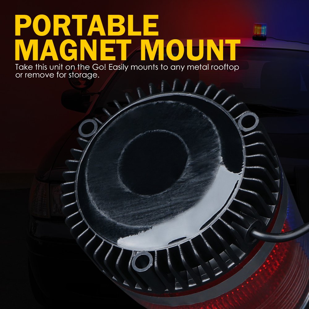 Xprite Red&Blue LED Beacon Light w/Magnetic Base，Safety Warning Police Flashing Lights for Law Enforcement Vehicles Forklift Patrol Security Trucks Cruiser UTV ATV Snowplow Volunteer