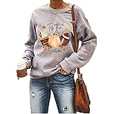 Ykomow Pumpkin SweatShirt for Women Thanksgiving Graphic Tees Fall Halloween Sweater