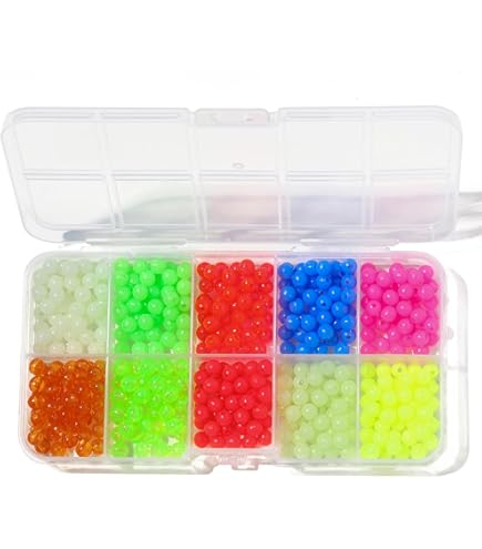 Unique Bargains Luminous Fishing Beads, Soft Plastic Glow Fishing Bait Eggs Rig Bead Tackle Tools 5mm