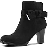 mysoft Women's Booties with Heel, Chunky Stacked Heel Zipper Ankle Boots for Ladies