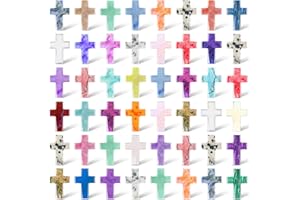 Nuenen 50 Pcs Cross Crystal Stone Bulks 1'' Natural Crystal Wall Cross Shaped Worry Stones Charm Palm Pocket Quartz Gift Halloween Easter Decor(0.71 x 0.98 x 0.24 Inch)