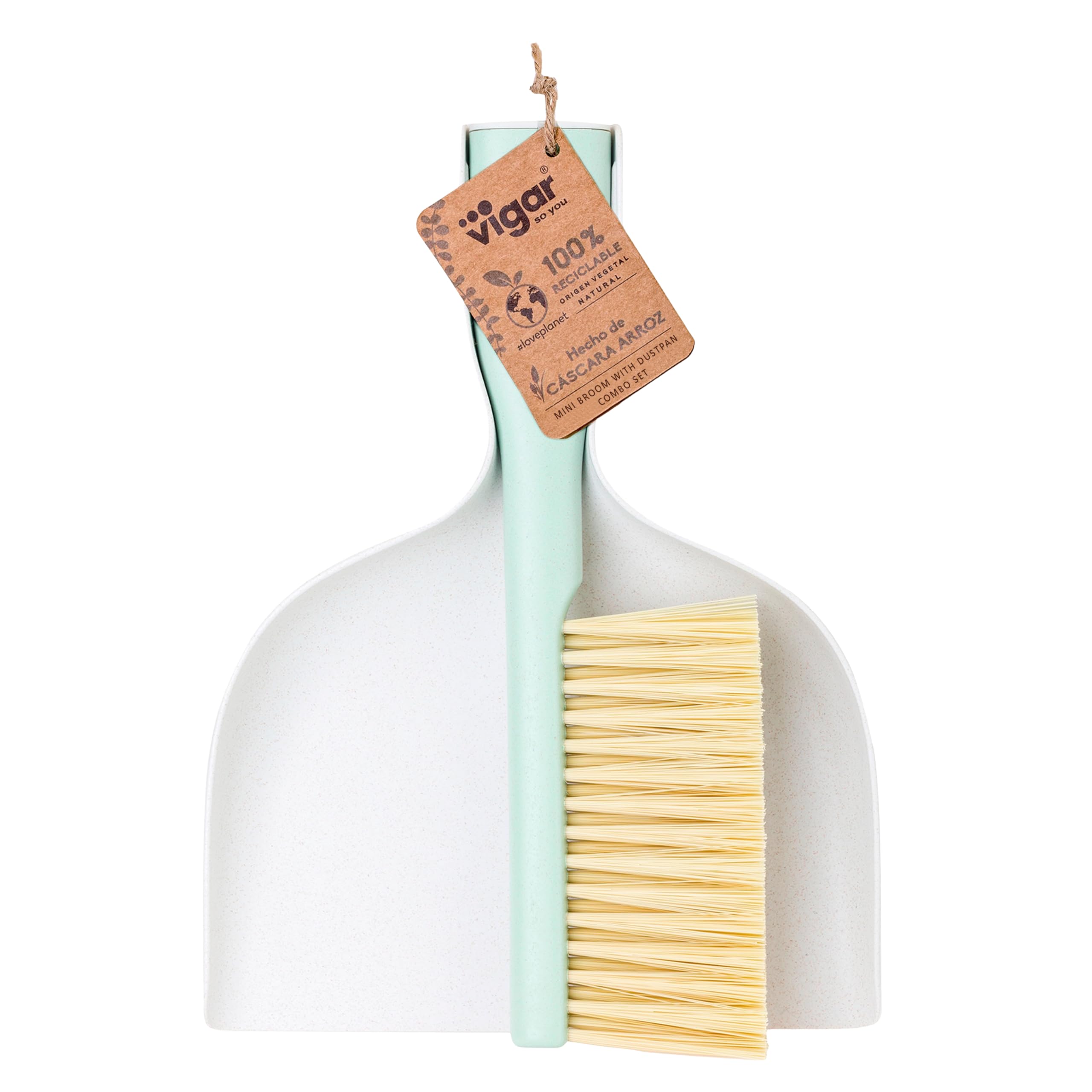VIGAR Hand Sweep Set-Product Made with Sustainable Materials, Light Grey and Turquoise, Mediano