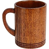 etspolt Wooden Beer Mugs, Handmade Wooden Coffee Mug Wood Outdoor Cups with Handle for Beer/Coffee/Milk (1Pack)