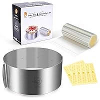 Cake Mold and Acetate Sheets for Baking, 6 to12 Inches Adjustable Stainless Steel Cake Ring, 5.5 x 394 inch Mousse Cake Sheet