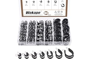 Wokape 84Pcs 1/4" 5/16" 3/8" 1/2" 5/8" 3/4" 1" 304 Stainless Steel Rubber Cushioned Cable Clamps Assortment Kit, Hose Clamps 