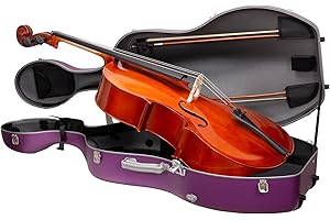 Crossrock Professional 4/4 Carbon Fiber Cello Case | 6lb Ultra-Light TSA-Approved Hardshell | Adjustable Magic Pads, Anti-Scratch Cover | Royal Purple Matte Finish
