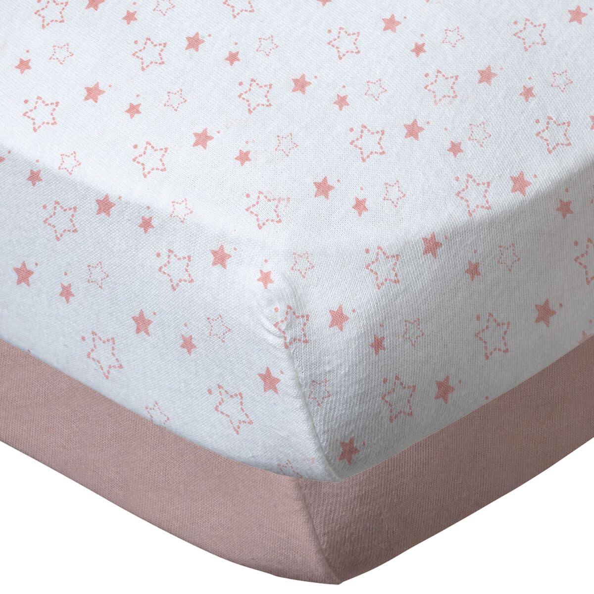 BabyCalin - Set of 2 fitted sheets 70x140x17cm Etoile rose/uni rose certified OEKO-TEX