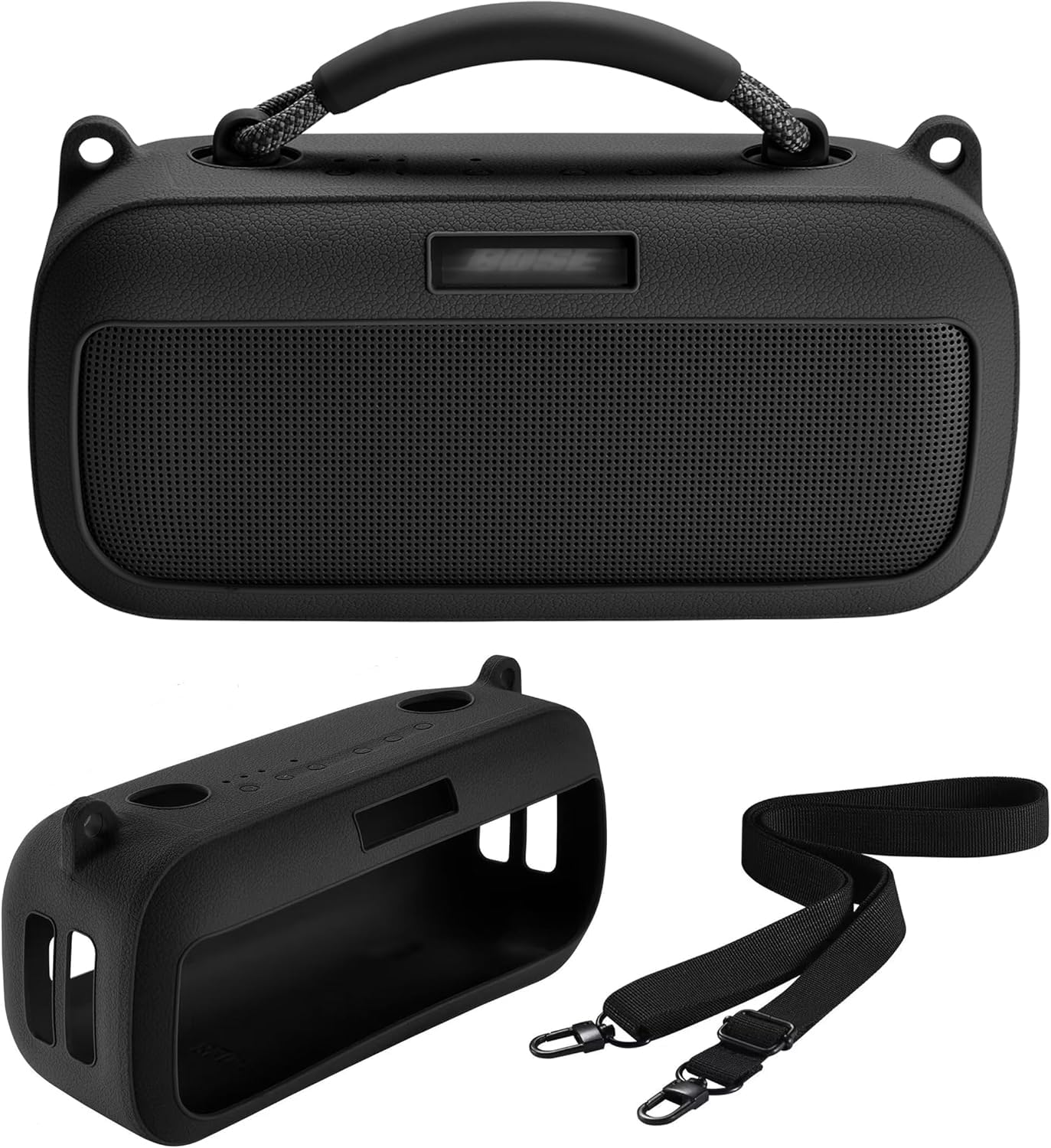 Photo 1 of AZTOPA Protective Silicone Cover Case Compatible with New Bose SoundLink Max Portable Speaker, Carrying Silicone Case with Shoulder Strap (Black Case)