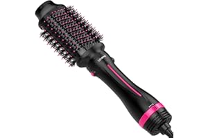 LOVEPS Blow Hair Dryer Brush One-Step Hot Air Brush and Volumizer, Oval Brush for Blow Drying, 4 in 1 Styling Tools for Women, Pink