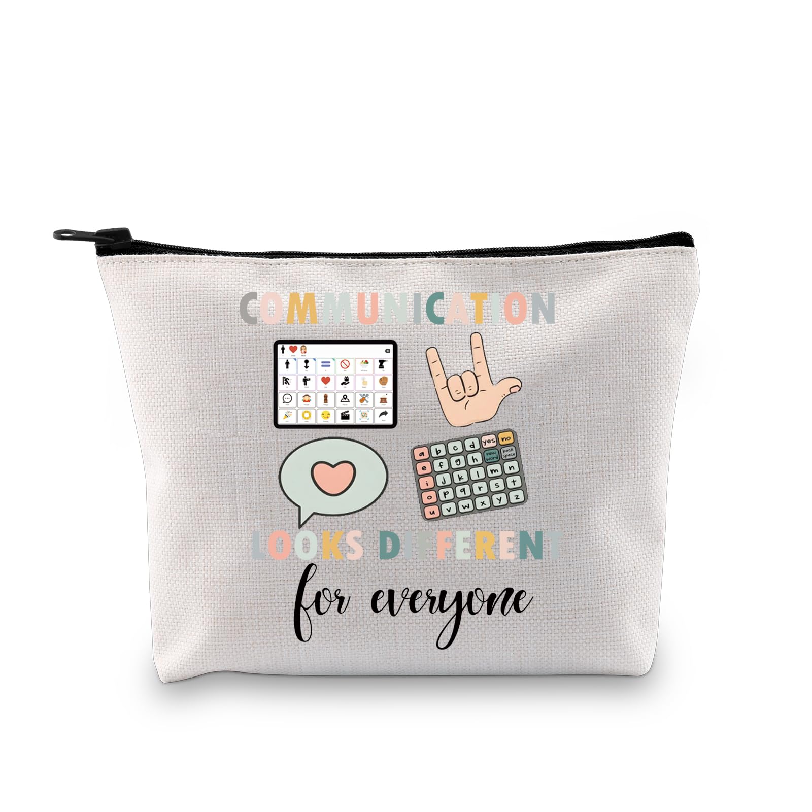 PLITI Speech Therapy Gift Speech Language Pathologist Gift Communication Looks Different For Everyone SLPA Gift Makeup Bag (Different communication bagU)
