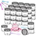 MotBach 40 Pack 20g Plastic Jars with Lids, 20ml Round Clear Cosmetic Containers Makeup Jars, 0.7oz Travel Size Container Jar with Spatulas for Makeup Sample Lotion Cream Ointment Salve Balm Powder