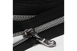 Sawoake 10 Yards Bulk Zipper(#5), Black Nylon Coil Zipper With Gunmetal Teeth By The Yards, Replacement Sewing Zipper with 10