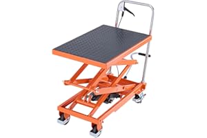 VEVOR Hydraulic Lift Table, 500 lbs Capacity, 47.2" Lifting Height, Double Scissor Lift Table Cart with 4 Wheels and Non-Slip