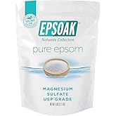 Epsoak Epsom Salt 5 lb. Magnesium Sulfate USP. (Qty. 1 x 5lb. Bag) Resealable Epsom Salt Bulk Bags Unscented, Made in The USA
