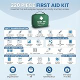220 Piece First Aid Kit Eye Care Ice Packs Blanket Home Car Office view 4